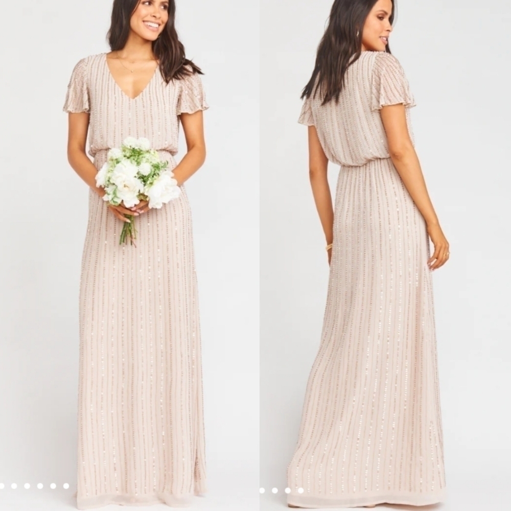 Show Me Your Mumu Flutter Maxi Dress Women Small Show Me The Ring Crisp Golden 7